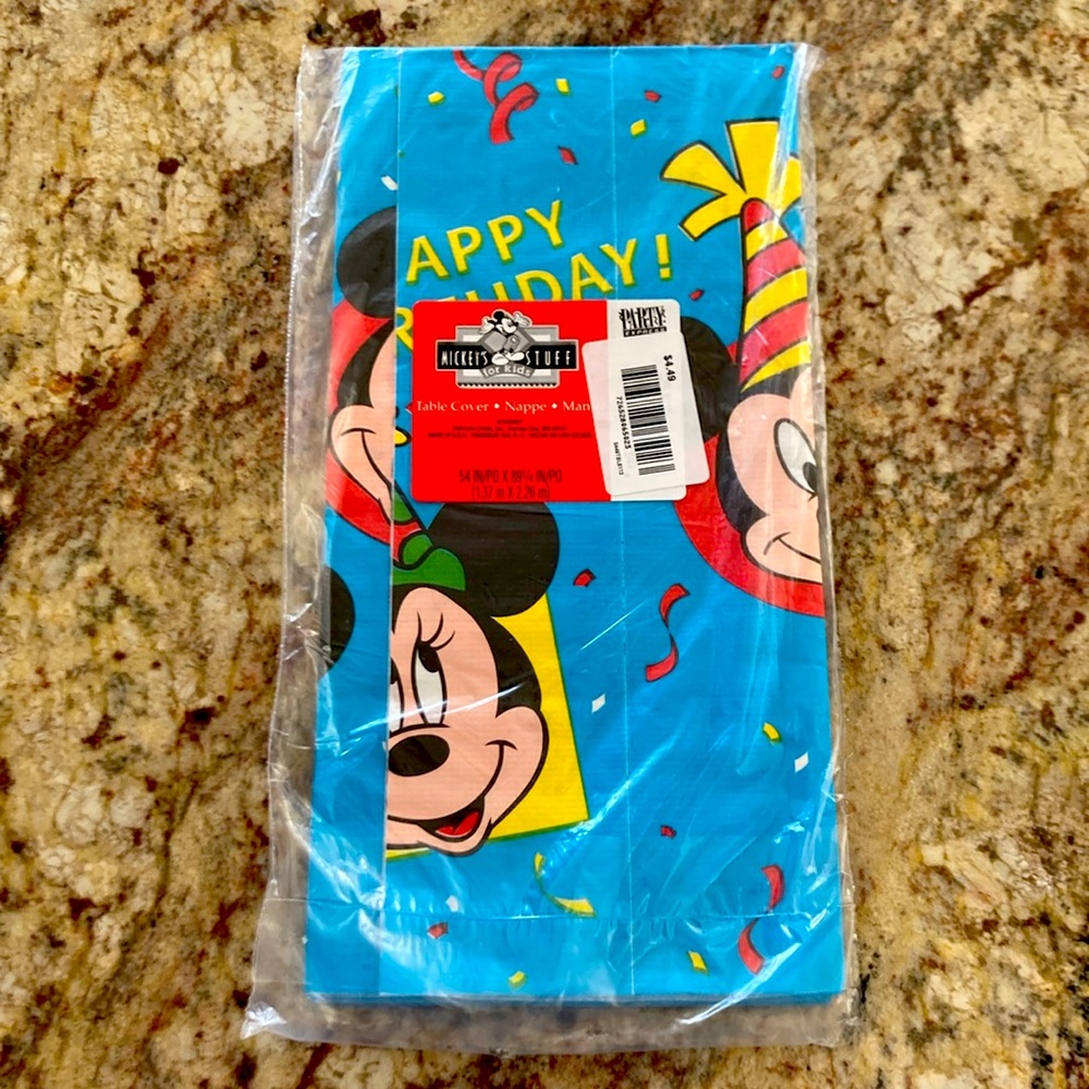 90s Vtg Disney Mickey’s Stuff for kids Happy Birthday Table cover dead stock